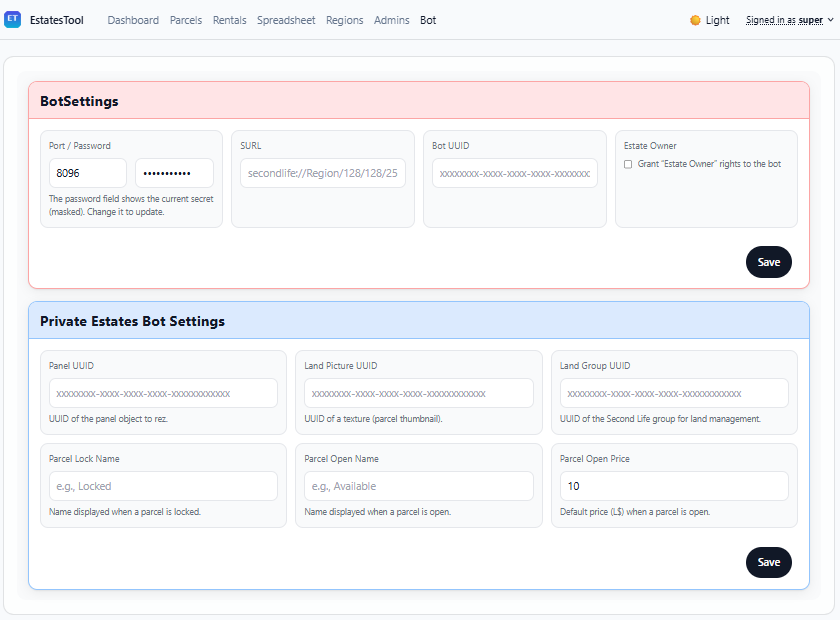 Bot workflow settings and delivery logs